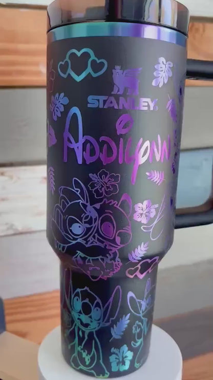 Angel and Stitch Engraved Tumbler 40oz