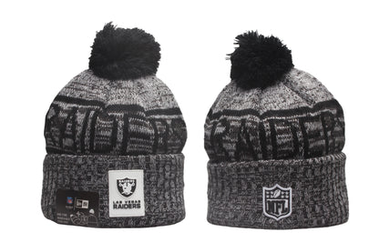 Las Vegas Raiders Cuffed Knit Hat with Pom - Rubber Patch