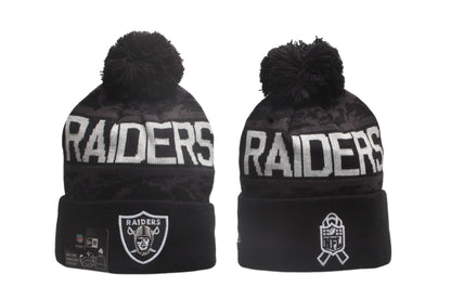 Football Salute to Service Cuffed Knit Hat with Pom - Embroidered Patch