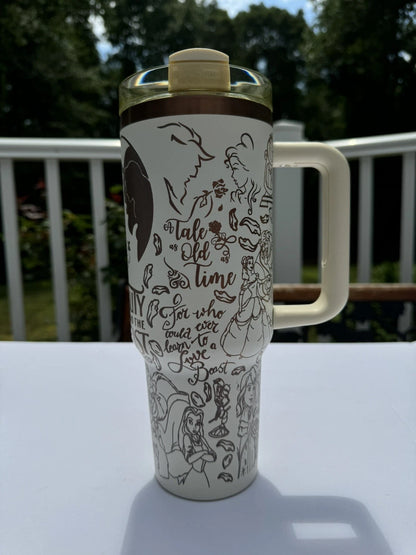 Beauty & the Beast Engraved Tumbler 40oz