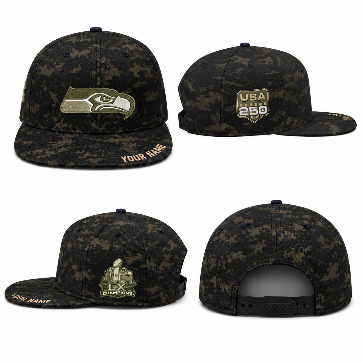 SEA Salute To Service Personalized Snapback Cap - Printed