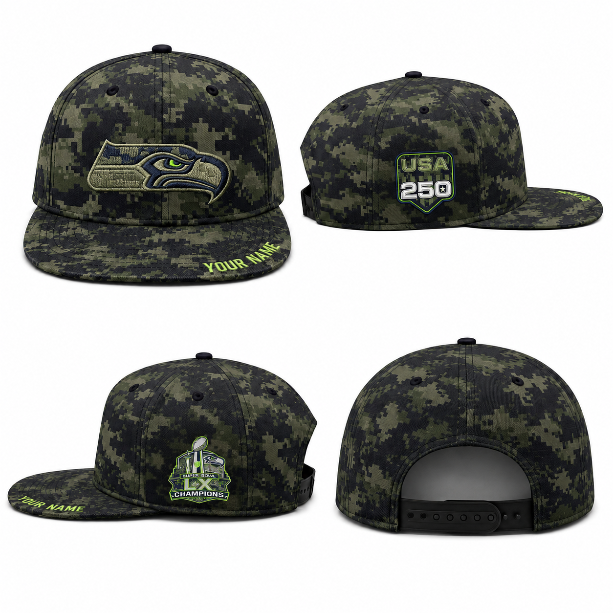 SEA Salute To Service Personalized Snapback Cap - Printed