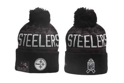 Football Salute to Service Cuffed Knit Hat with Pom - Embroidered Patch
