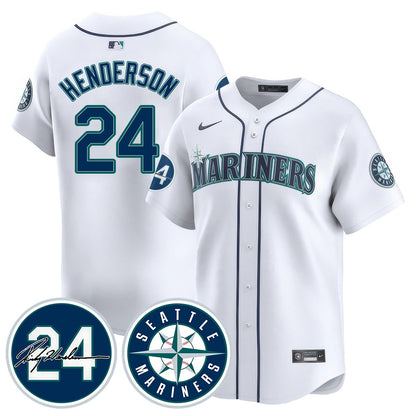 A's - Mariners Ricky Henderson Memorial Jersey - All Stitched