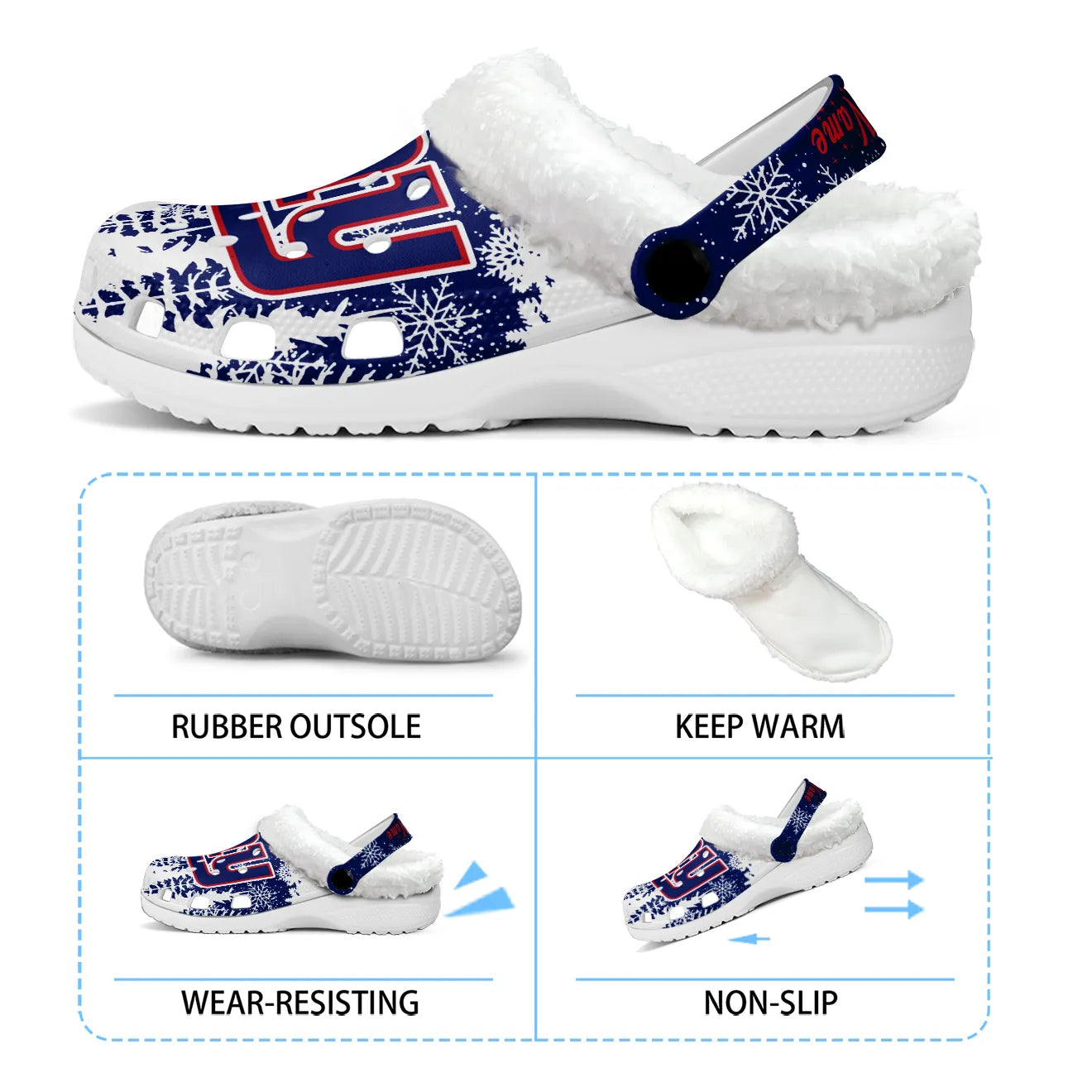 NYG Fleece-Lined Clogs - Comfortable in Winter