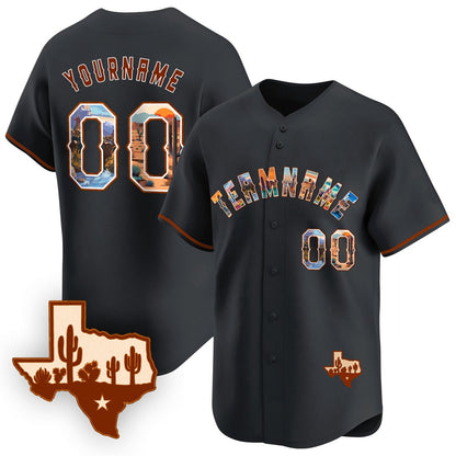 CUSTOM WHITE TEXAS ART BASEBALL JERSEY - EMBROIDERED