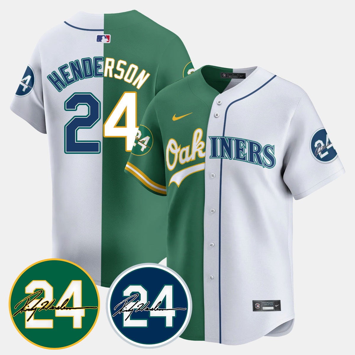 A's - Mariners Ricky Henderson Memorial Jersey - All Stitched