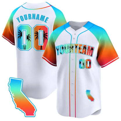 CUSTOM WHITE ALTERNATE CALIFORNIA BEACH BASEBALL JERSEY - EMBROIDERED