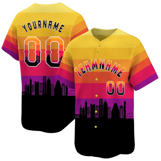 CUSTOM 3D AUSTIN CITY NIGHT PATTERN BASEBALL JERSEY - PRINTED