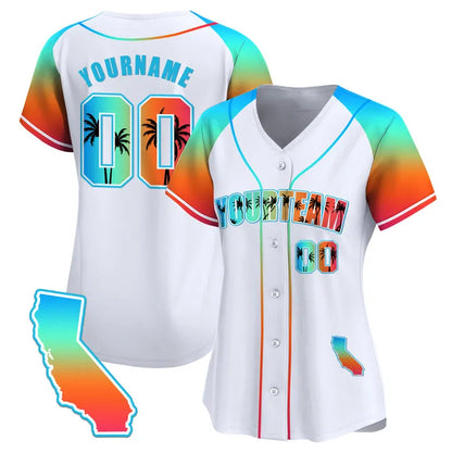 CUSTOM WHITE ALTERNATE CALIFORNIA BEACH BASEBALL JERSEY - EMBROIDERED