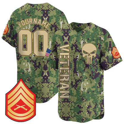 CUSTOM CAMO CREAM VETERAN BASEBALL JERSEY - EMBROIDERED