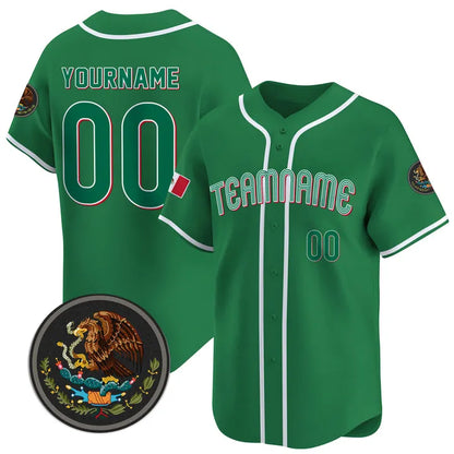 CUSTOM GREEN MEXICO BASEBALL JERSEY - EMBROIDERED