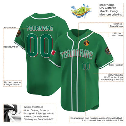 CUSTOM GREEN MEXICO BASEBALL JERSEY - EMBROIDERED