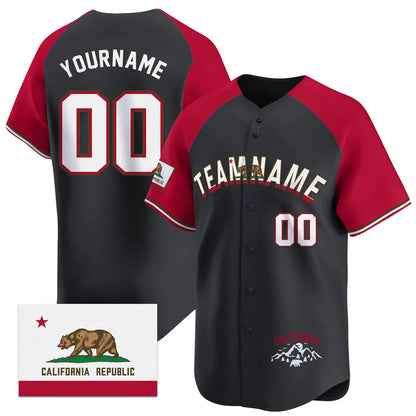 CUSTOM BLACK ALTERNATE WHITE CALIFORNIA FLAG BASEBALL JERSEY - EMBROIDERED