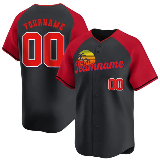 CUSTOM BLACK ALTERNATE RED CALIFORNIA BASEBALL JERSEY - EMBROIDERED