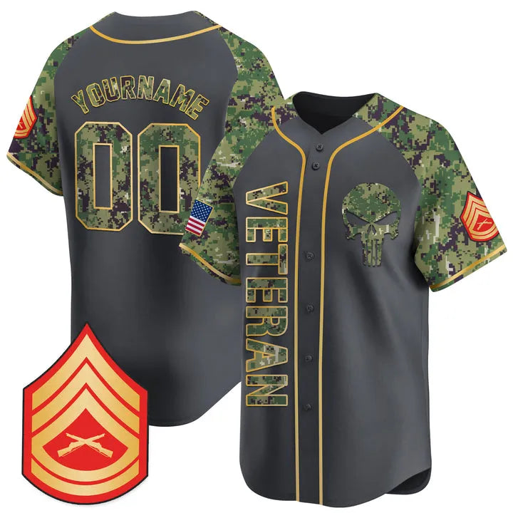 CUSTOM BLACK ALTERNATE CAMO VETERAN BASEBALL JERSEY - EMBROIDERED