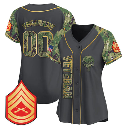 CUSTOM BLACK ALTERNATE CAMO VETERAN BASEBALL JERSEY - EMBROIDERED