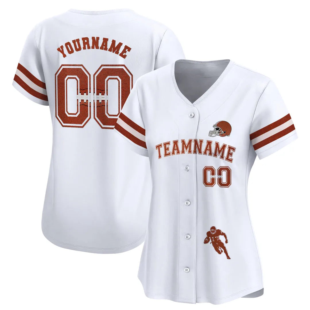 CUSTOM WHITE FOOTBALL BASEBALL JERSEY - EMBROIDERED