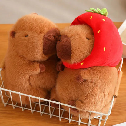 Cuddly Capybara Plushie: Capybara with Strawberry Hat Plushie