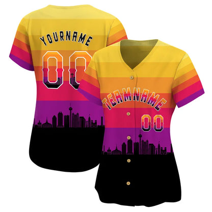 CUSTOM 3D SAN ANTONIO CITY NIGHT PATTERN BASEBALL JERSEY - PRINTED