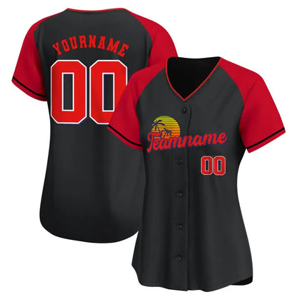 CUSTOM BLACK ALTERNATE RED CALIFORNIA BASEBALL JERSEY - EMBROIDERED