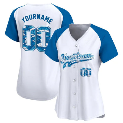 CUSTOM BLUE ALTERNATE-BLUE BEACH PARTTEN BASEBALL JERSEY - EMBROIDERED