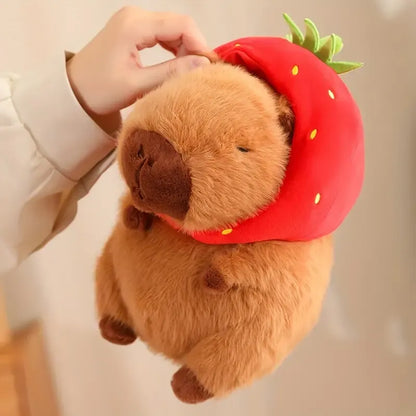 Cuddly Capybara Plushie: Capybara with Strawberry Hat Plushie