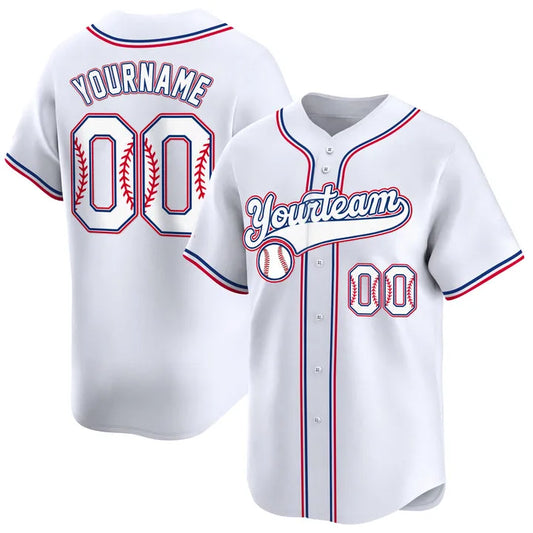 CUSTOM WHITE RED-WHITE BASEBALL JERSEY - EMBROIDERED