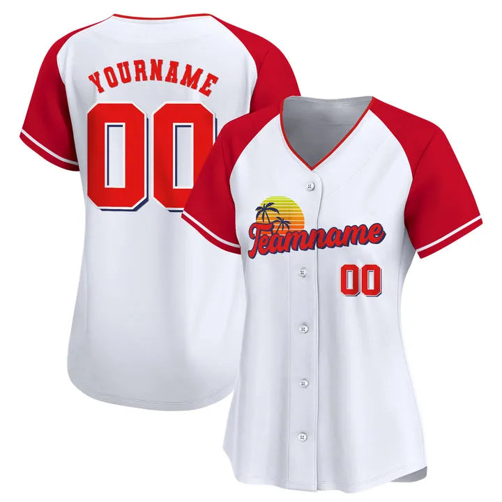 CUSTOM WHITE ALTERNATE RED CALIFORNIA BASEBALL JERSEY - EMBROIDERED