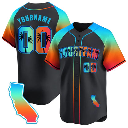 CUSTOM BLACK ALTERNATE CALIFORNIA BEACH BASEBALL JERSEY - EMBROIDERED