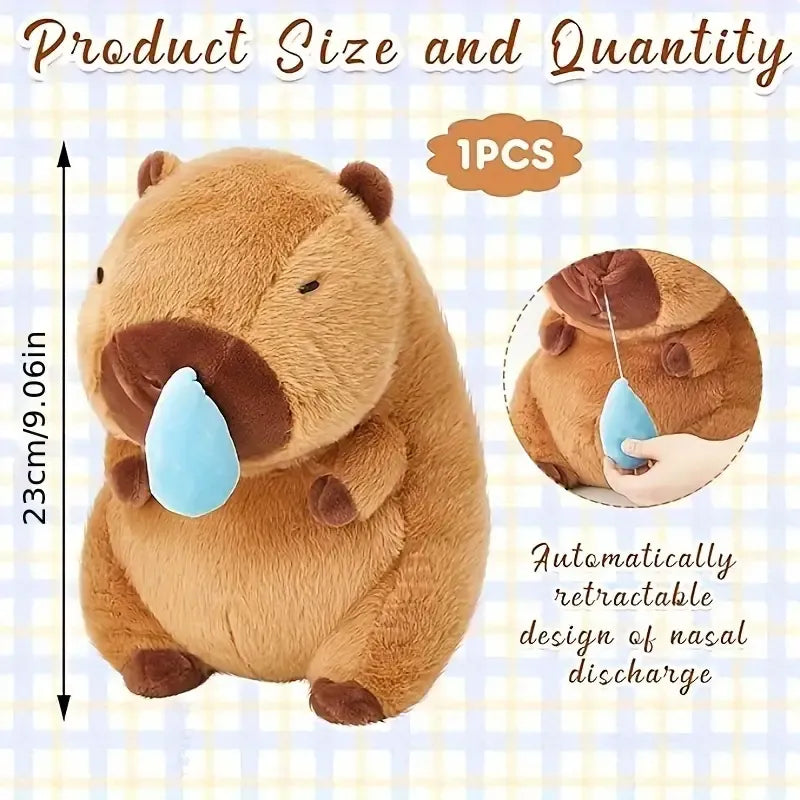 Cuddly Capybara Plushie: Cute Snotty Capybara Animals With Nasal Mucus