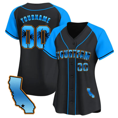 CUSTOM ALTERNATE BLUE CALIFORNIA BEACH BASEBALL JERSEY - EMBROIDERED