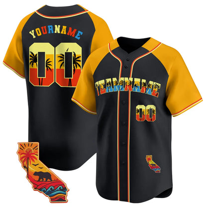 CUSTOM BLACK ALTERNATE GOLD CALIFORNIA BASEBALL JERSEY - EMBROIDERED