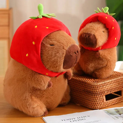 Cuddly Capybara Plushie: Capybara with Strawberry Hat Plushie